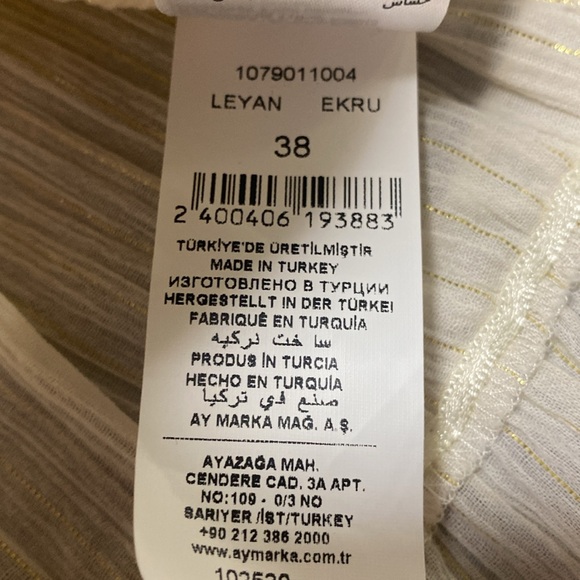 NWT Network Mini Dress, Size 38 EU M-10 US Color ivory-metallic gold stripes - Picture 8 of 13